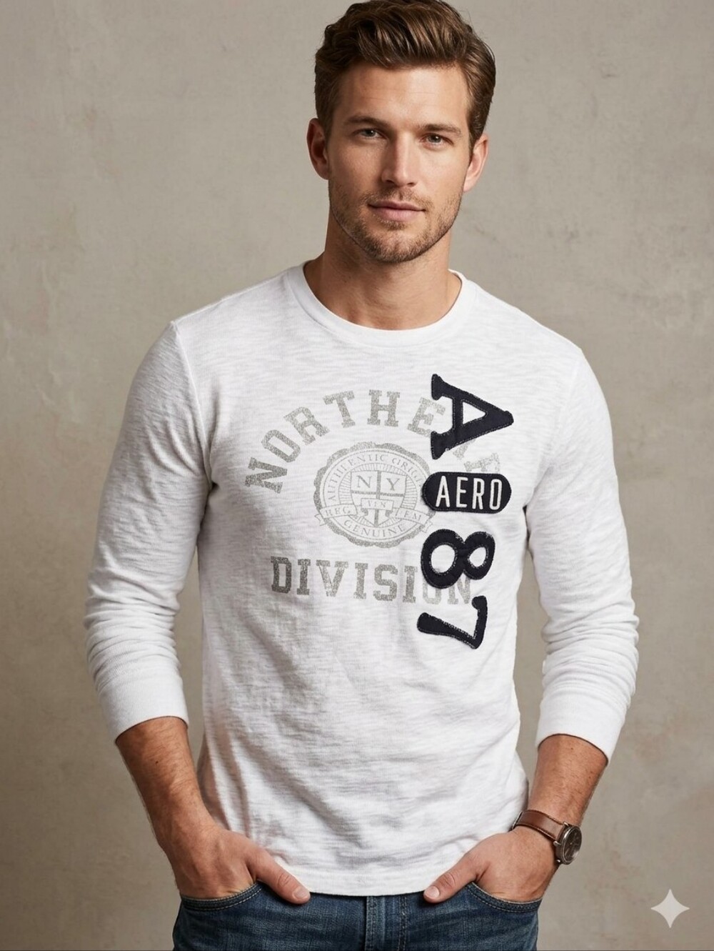 Aeropostale White Graphic Print Crewneck XL